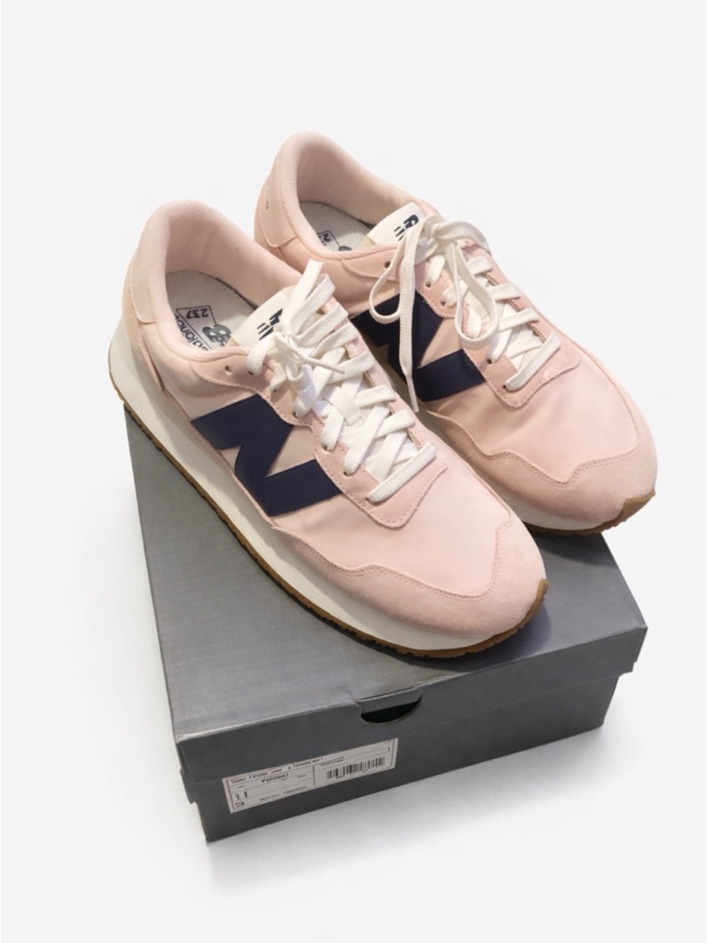New Balance Women's Pink and Navy Suede Lace-Up Sneaker - Picture 5 of 6